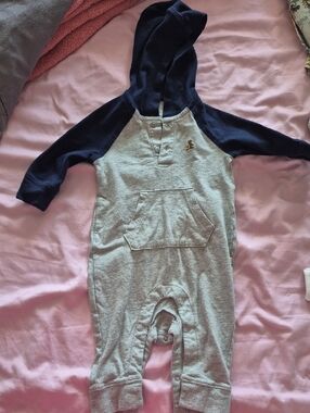 GAP Navy and Light Gray Hooded One-Piece Bodysuit